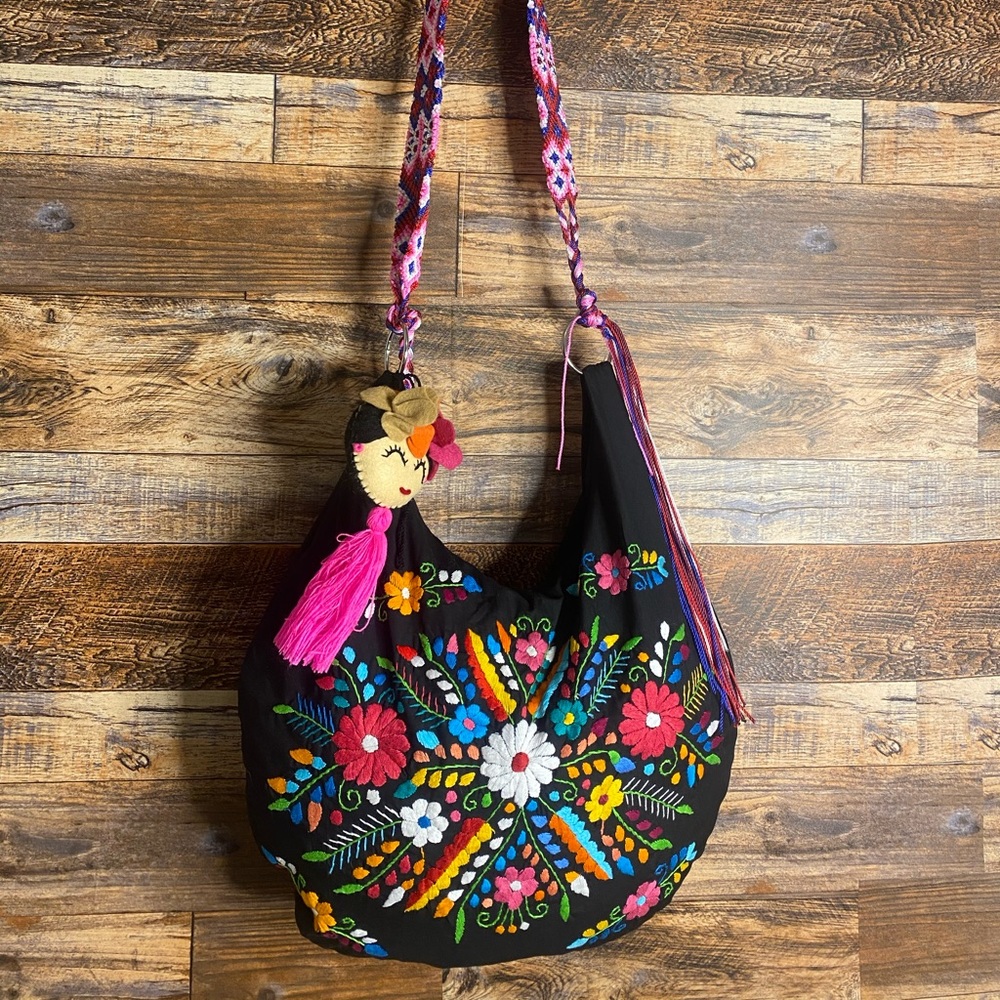 Traditional Embroidered Bag with Tassels.